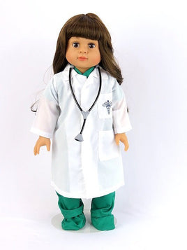 Green Doctor Medical Scrubs Outfit Fits 18" American Boy Girl Doll Clothing0