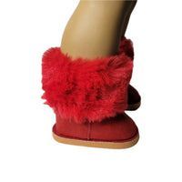 Red Fur Boots Fits 18" American Girl Doll Clothes Shoes1