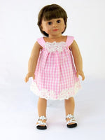 Pink And White Checkered Dress Fits 18" American Girl Doll Clothing2