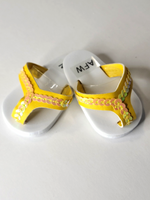 Yellow Sequin Flip Flop Sandals Fits 18" American Girl Doll Clothing Shoes1