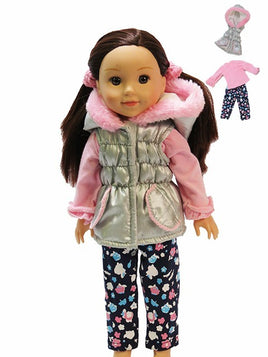 Silver Puffer Vest Pant Set Fits 14.5" Wellie Wisher American Girl Doll Clothing0