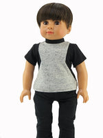 Grey And Black Shirt Black Pant Set Fits 18" American Boy Girl Doll Clothing0