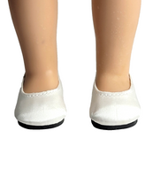 White Satin Flat Dress Shoes Fits 14.5" Wellie Wisher American Girl Doll Shoes0