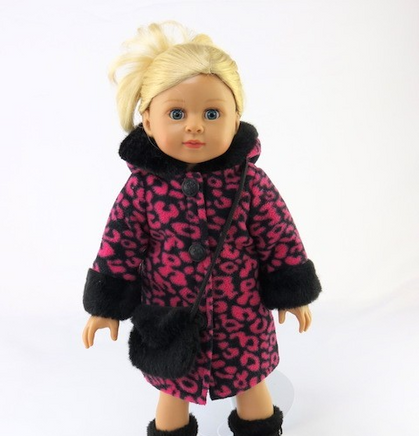 Black And Magenta Leopard Print Coat Purse Fits 18" American Girl Doll Clothing0