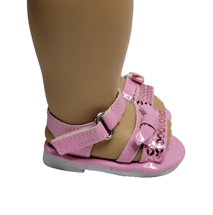 Pink Sequin Bow Sandals Fits 18" American Girl Doll Clothing Shoes1