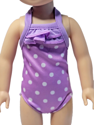 Lavender Polka Dot Swimsuit Fits 14.5" Wellie Wisher American Girl Doll Clothing1