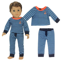 Blue Striped Pajama Pant Set Fits 18" American Boy Girl Doll Clothing0