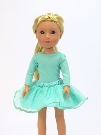 Green Sparkly Tutu Ballerina Outfit Fits 14.5" Wellie Wisher American Girl Doll1