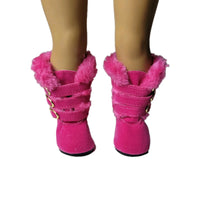 Hot Pink Fur Trim Buckle Boots Fits 18" American Girl Doll Clothes Shoes2