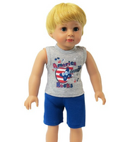 America Rocks Guitar Short Set Fits 18" American Girl Boy Doll Clothing0