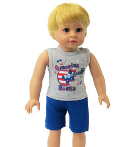 America Rocks Guitar Short Set Fits 18" American Girl Boy Doll Clothing0