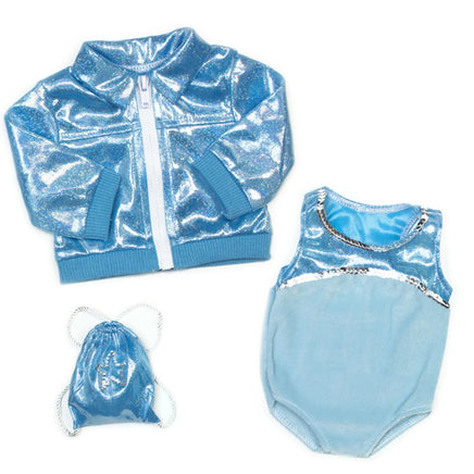 Blue Sparkly Gymnastic 3pc Set Fits 18" American Girl Doll Clothes2