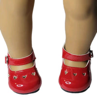 Red Heart Cutout Dress Shoes Fits 18" American Girl Doll Clothes Shoes1
