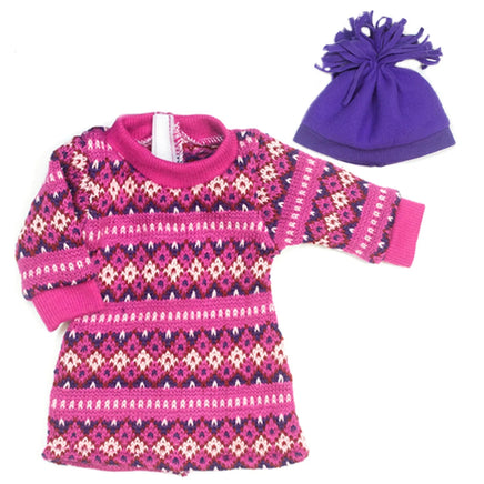 Pink & Purple Sweater Dress Pom Hat & Boots Fits 18" American Girl Doll Clothes1