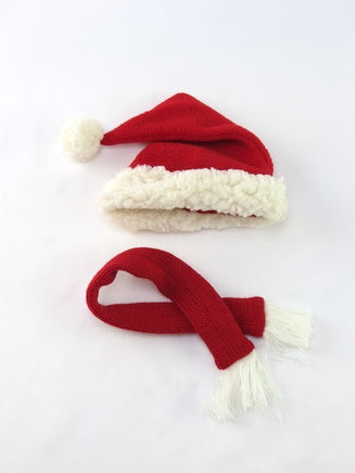 Santa Hat and Scarf Fits 14.5 Wellie Wisher American Girl Doll Clothing1