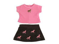 Pink And Brown Embroidered Horses Skirt Set Fits 18" American Girl Doll Clothing1