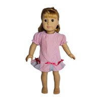 Red & White Striped Dress Fits 18" American Girl Doll Clothes0