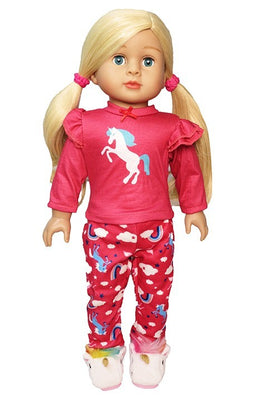 Hot Pink Unicorn Pajama Pant Set Fits 18" American Girl Doll Clothing0