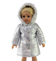 Metallic Silver Puffer Coat Outerwear Fits 18" American Girl Doll Clothing0