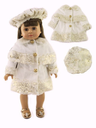 White And Gold Coat And Hat Fits 18" American Girl Doll Clothing1