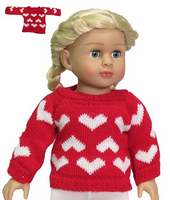 Red Sweater With White Hearts Fits 18" American Girl Doll Clothing0