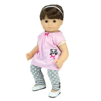 Polka Dot Panda Hoodie 3pc Set Fits 15" Bitty Baby American Girl Doll Clothes2