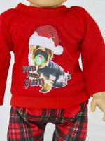 Christmas Puppy Pajama Pant Set Fits 18" American Boy Girl Doll Clothing1