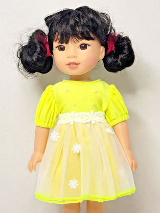 Yellow Daisy Dress Fits 14.5" Wellie Wisher American Girl Doll Clothing0
