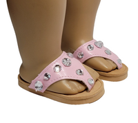 Pink Rhinestone Flip Flop Sandals Fits 18" American Girl Doll Clothing Shoes0