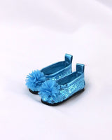 Teal Sequin Flower Flats Fits 14.5" Wellie Wisher American Girl Doll Shoes1