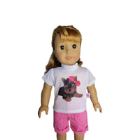 Little Doggy Top & Pink Shorts Set Fits 18" American Girl Doll Clothes1