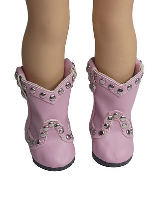 Pink Stud Western Boots Fits 14.5" Wellie Wisher American Girl Doll Shoes1