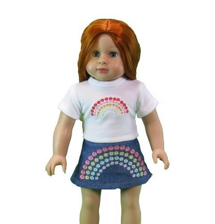 Bright Rainbow Jean Skirt Set Fits 18" American Girl Doll Clothing0