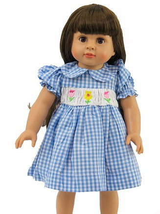 Blue And White Checkered Dress Fits 18" American Girl Doll Clothing0