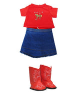 Red Horse Western Skirt Set Cowboy Boots Fits 18" American Girl Doll Clothing2