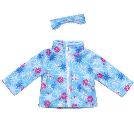 Snowflake Print Fleece Jacket & Earmuffs Fits 18" American Girl Doll Clothes1