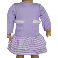 Purple Stripe Dress And Pom Hat Fits 18" American Girl Doll Clothes2