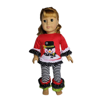 Polka Dots & Stripes Snowman Pant Set Fits 18" American Girl Doll Clothes0