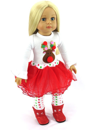 Christmas Reindeer Tutu 3pc Pant Set Fits 18" American Girl Doll Clothing2