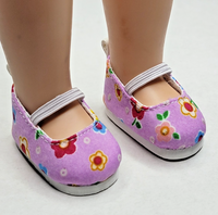 Purple Floral Print Shoes Fits 14.5" Wellie Wisher American Girl Doll Shoes0