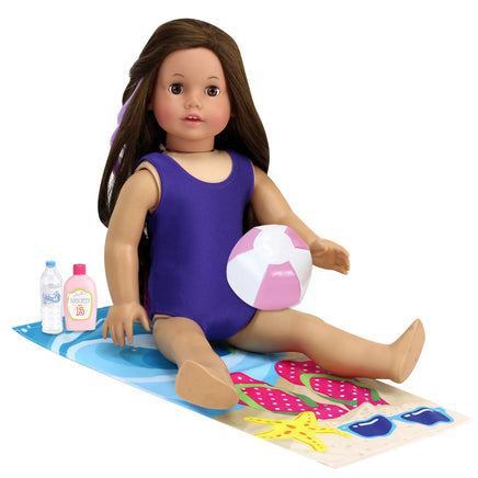 Purple Swimsuit Towel Ball 5pcs Fits 18" American Girl Doll Clothes Accessories0