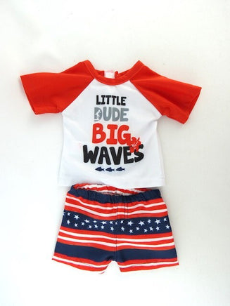 Little Dude Rash Guard Swimsuit Fits 18" American Boy Girl Doll Clothing1