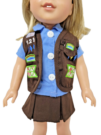 Brownie Scouts Skirt Set Fits 14.5" Wellie Wisher American Girl Doll Clothing1