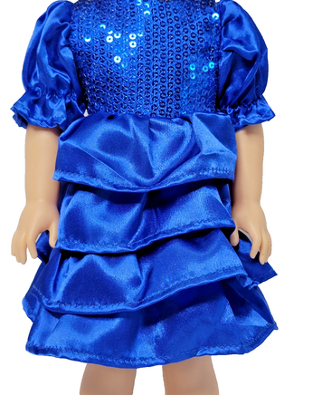 Blue Sequin Ruffle Dress Fits 14.5" Wellie Wisher American Girl Doll Clothing1