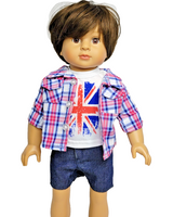 Red And Blue Plaid 3pc Short Set Fits 18" American Girl Doll Clothing0