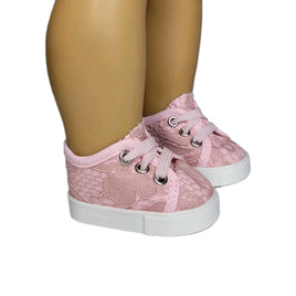 Pink Lace Sneakers Fits 18" American Girl Doll Clothes Shoes0