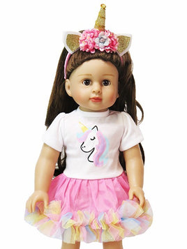 Rainbow Unicorn Dress Headband Fits 18" American Girl Doll Clothing0