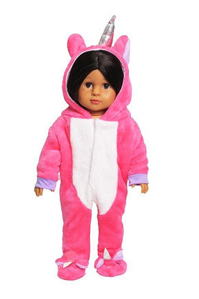 Hot Pink Unicorn One Piece Outfit Costume Fits 18" American Girl Doll Clothing0