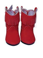 Red Fringe Cowboy Boots Fits 14.5" Wellie Wisher American Girl Doll Shoes1