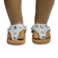 White Rhinestone Flip Flop Sandals Fits 18" American Girl Doll Clothing Shoes2